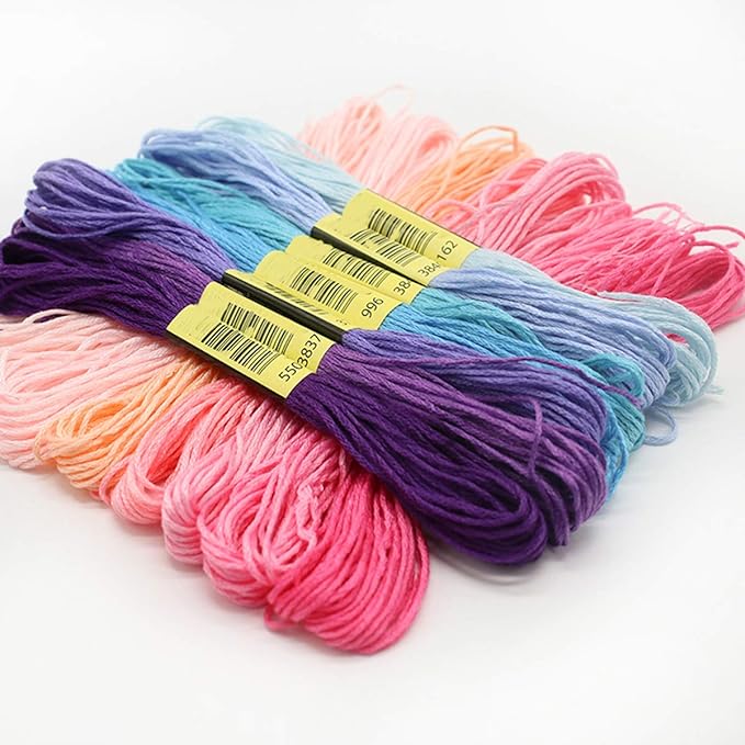Friendship Bracelet String 50 Skeins Rainbow Color Embroidery Floss Cross - Image 3