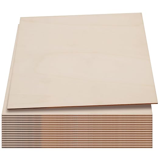 LEXININ 20 Pack 10 x 10 x 1/8 Inch Square Wood Sheets, 3mm Craft Wood Plywood by LEXININ