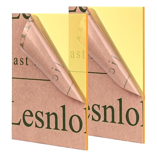 Fluorescent Yellow Acrylic Sheets 1/8 inch Thick 3mm 8 x 10 Clear Plexiglass by Lesnlok