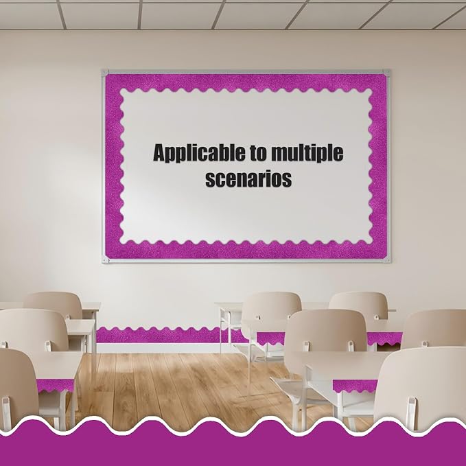 70Ft Shine Pink Bulletin Board Borders，Scalloped Poster Boards Decorations Trim - Image 6
