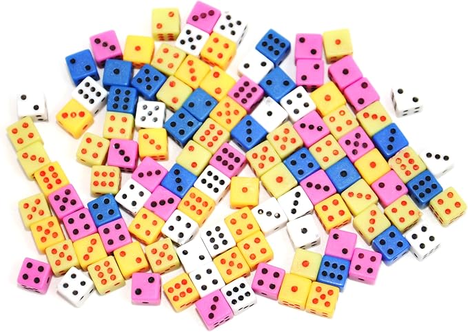 SmartDealsPro 100 Assorted 1/5" 5mm D6 Mini Dice Game Dot Square Dice Set - Image 4
