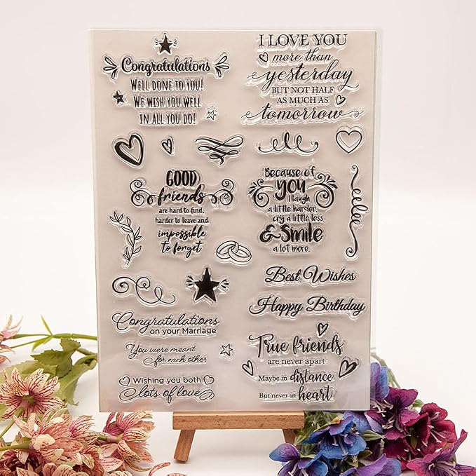Congratulations Blessing Words Clear Stamps Silicone Stamp Cards by AHTOLS