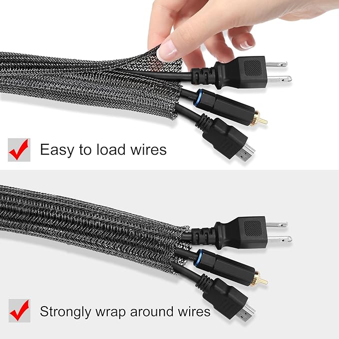 10ft - 3/8 inch Cord Protector Cable Sleeve Split Wire Loom Tubing - Image 2