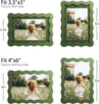 4x6 Picture Frame with Mat for 3.5x5, Wavy Edge Wooden Real Glass Photo Frame - Image 4