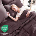CozyLux Full Size Comforter Set Cocoa Powder, 7 Pieces Bed in a Bag, All Season - Image 3