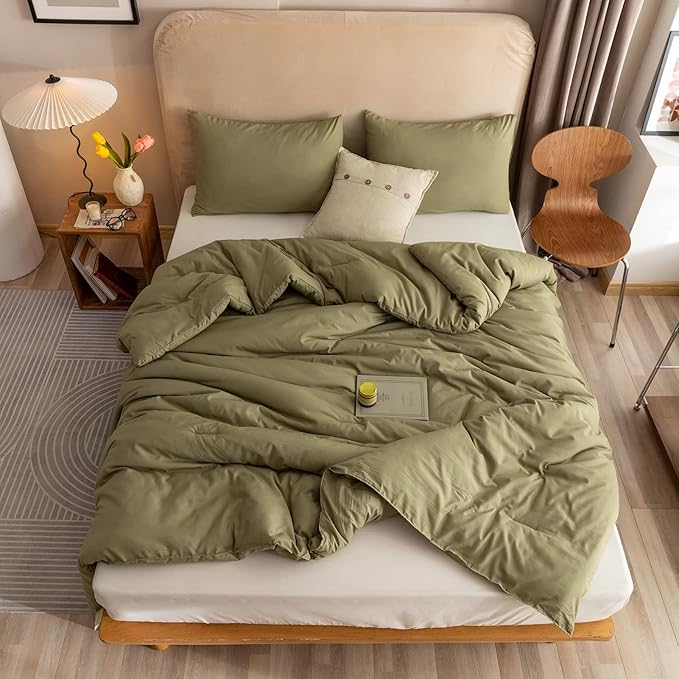 ROSGONIA Queen Comforter Set Olive Green, All Season Lightweight Blanket Quilt - Image 5