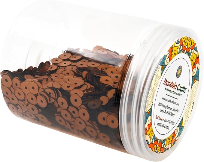 Mandala Crafts 6mm Flat Round Brown Sequins - Image 4