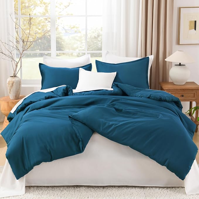 Litanika Comforters Teal Oversized King Size, 3 Pieces Lightweight Solid - Image 3