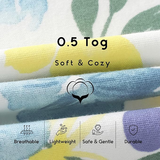 Yoofoss Baby Sleep Sack 6-12 Months 0.5 Tog Wearable Blanket for Baby, 3 Pack 100% Organic Cotton Infant Toddler Sleeping Sack 2-Way Zipper Lightweight Sleep Sack