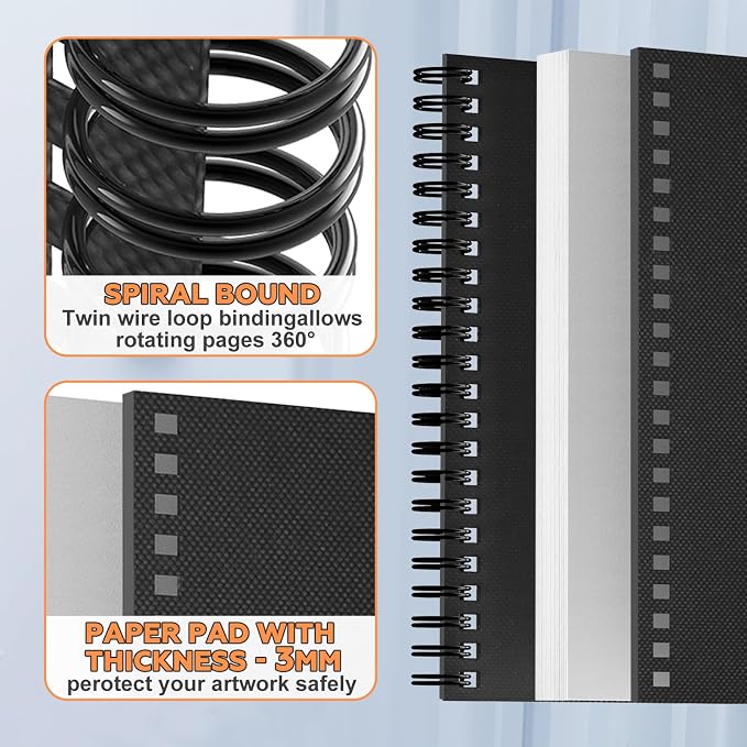 joibabe Spiral Bound Mixed Media Sketchbook, 160 GSM Heavyweight Paper - Image 2