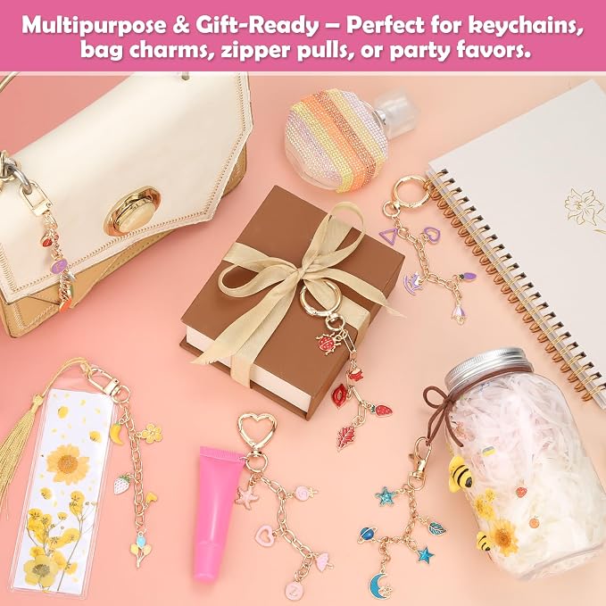selizo 198Pcs Charms Lip Gloss Keychain Making Kit, DIY Craft Supplies - Image 6