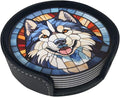 Drink Coaster Set of 6, Alaskan Malamute Dog Mom Lover Gift, Leather Drink by petloverdoglovercommunity