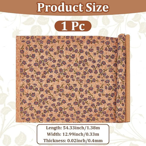 1.51 Yards 12.99 Inch Camel Synthetic Cork Leather Fabrics by the Yard Flowers - Image 2