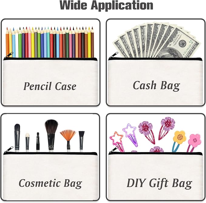 ZeeDix Canvas Zipper Pouch Bulk – 8.3 x 5 Inches Cotton Canvas Pouches - Image 4