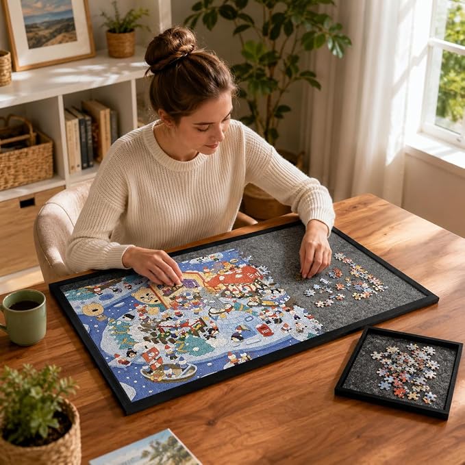 1000 Pieces Puzzle Board, 31.5x23.6 Felt Puzzle Storage Mat | Features a - Image 2