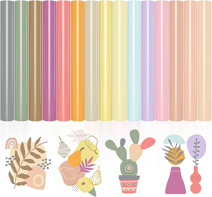 VINYL FROG 15 Sheets Heat Transfer Vinyl Bundle 12"x10" Neutral Tone Pink by VINYLFROG