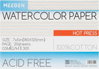 MEEDEN Watercolor Paper Block, 100% Cotton Watercolor Paper Pad of 20 Sheets by MEEDEN