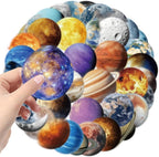 50PCS Transparent Planet Space Stickers, Waterproof PET Decals, Realistic Solar - Image 3