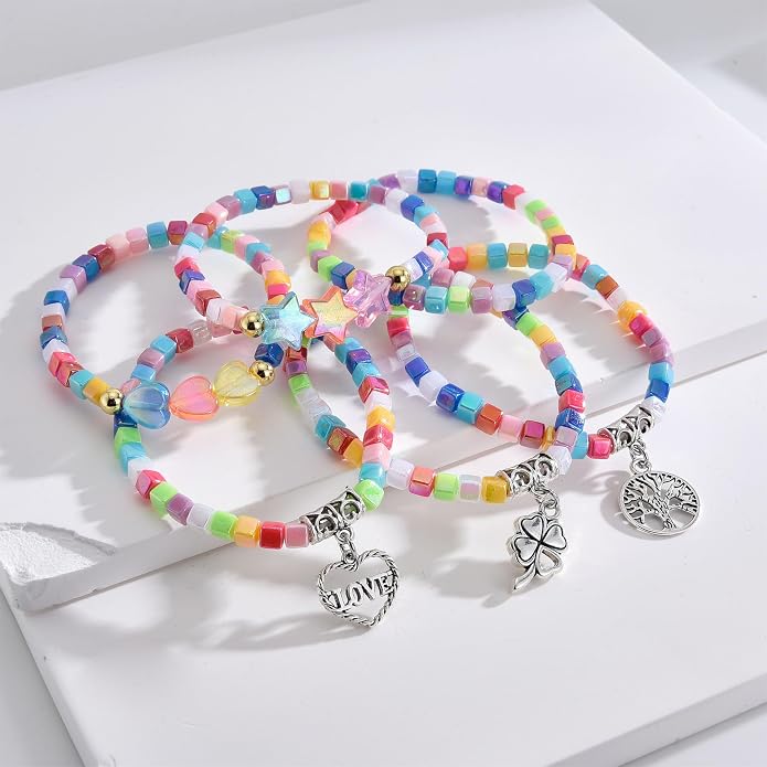 Friendship Bracelets for Girls, 10-Piece Cute Preppy Beaded Bracelet Set for - Image 9