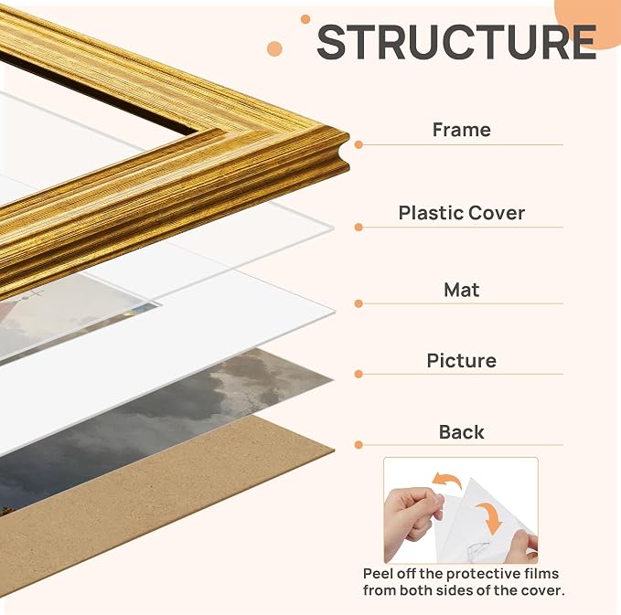 upsimples 9x12 Picture Frame, Vintage Frames Decor, Wall or Tabletop Display - Image 3
