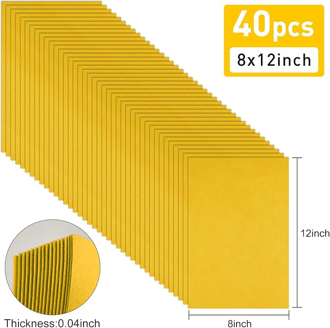 40 Pcs Yellow Soft Felt Fabric Sheet 8" x 12" Assorted Color Felt Fabric Sheets - Image 2