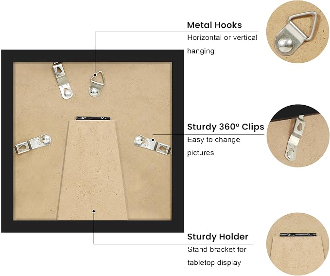 5x5 Picture Frame with Wavy Mat, Wooden Real Glass 5 x 5 Photo Frame - Image 4