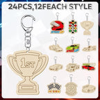 RattanView 24 Pcs Race Car Craft Color Your Own Keychains Diy Craft Wooden - Image 2