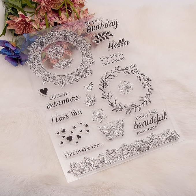 Flower Wreath Lace Clear Stamps Silicone Stamp Cards - Image 5