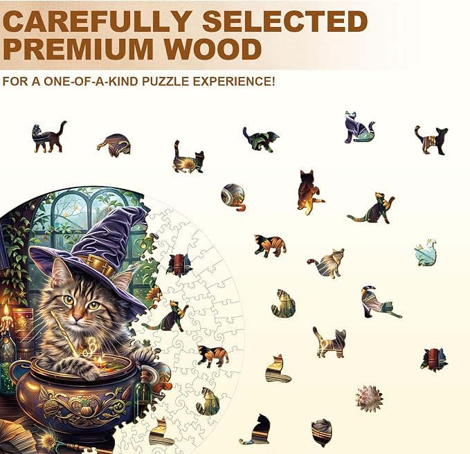 KAAYEE Wooden Puzzles for Adults, 3D Visual Effect Magic Feline Cat Wooden - Image 3