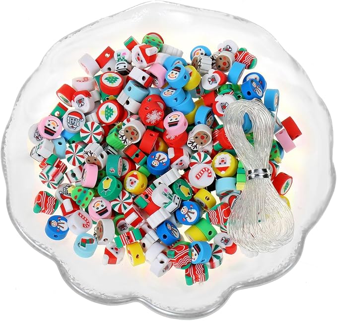 100 Pcs Polymer Clay Christmas Beads by LUBINGSHINE