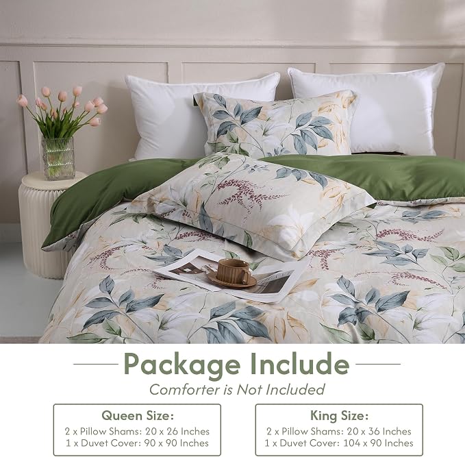 LONAVA Queen Botaincal 3 Pcs Duvet Cover Set, Breathable Soft Microfiber Forest - Image 6