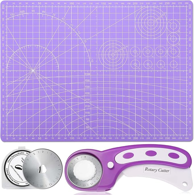 Rotary Fabric Cutter and Mat Set, Audab Self Healing Sewing Mats Shirt Cutter by Audab