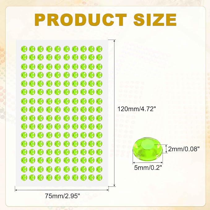 HARFINGTON 5 Sheet/800pcs Rhinestone Adhesive Stickers Self Adhesive Acrylic - Image 2