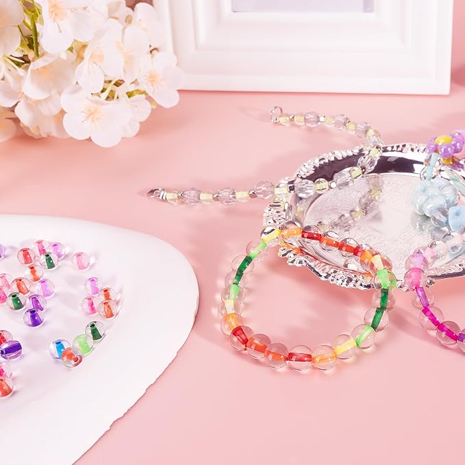 XSEINO 24 Colors 1200PCS Core Filled Glass Beads Kit 6mm DIY Craft Glass Beads - Image 7