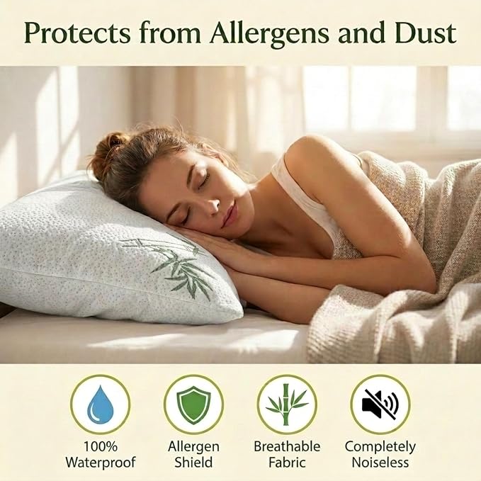 Four Seasons Essentials Queen Size Waterproof Pillow Protectors - Image 3