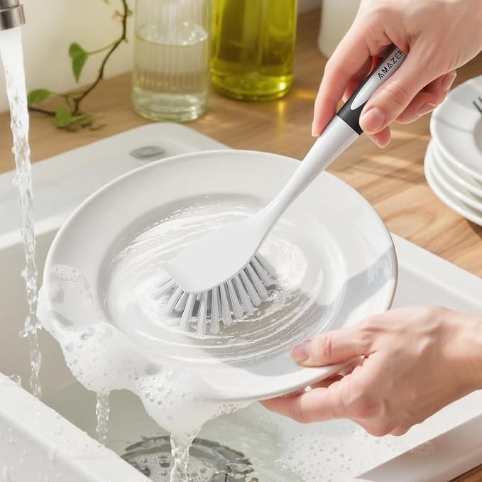Amazer 4 Pack Dish Brush with Handle, Kitchen Scrub Brushes - Image 8