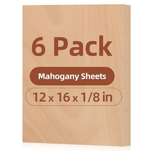 Rowood 6 Pack Mahogany Plywood Sheets 1/8, 3mm Thin Unfinished Craft Wood by RowoodAssembleArtDecorateLife
