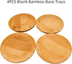 4PCS Mosaic Bamboo Coasters for Crafts, Blank Base Trays, Drinking Cup Coaster - Image 4