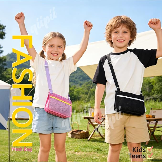 qiipii 2 Pack Beach Mesh Bag Shell Collecting Bag Beach Sand Toy Bags - Image 6
