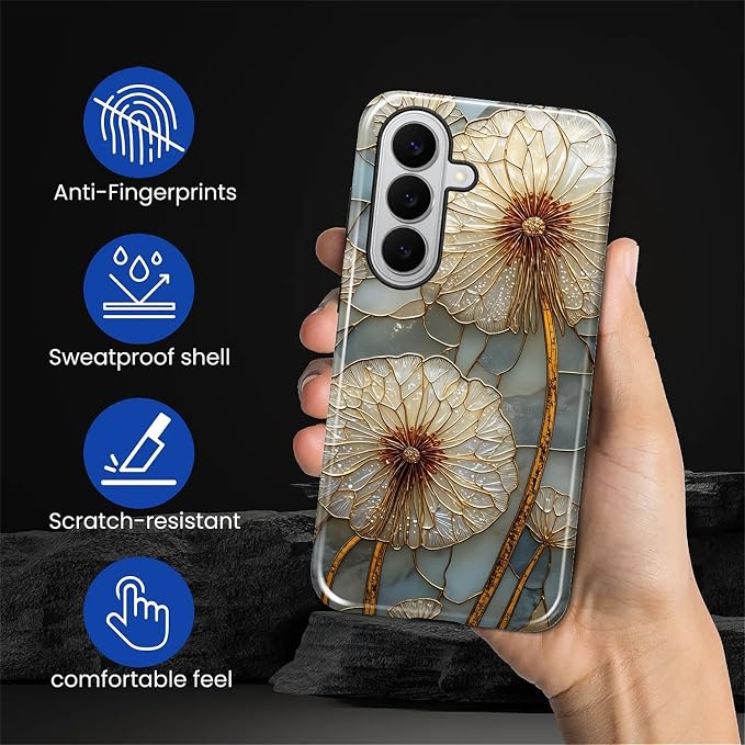 for Samsung Galaxy S26+ Case, Dandelion Stained Glass Pattern Glossy 2 in 1 - Image 7
