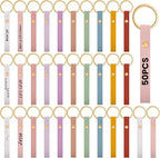 Wavyknot 50 Pcs PU Leather Keychain Blanks Bulk Laser Engraving Blanks Keychain by Wavyknot