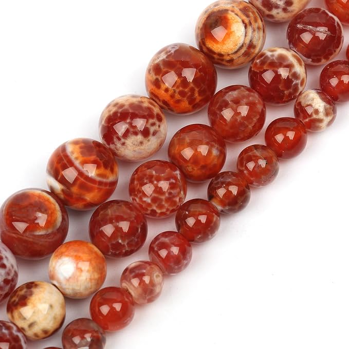 45pcs Round Loose Polish Fire Agate Beads - Image 8
