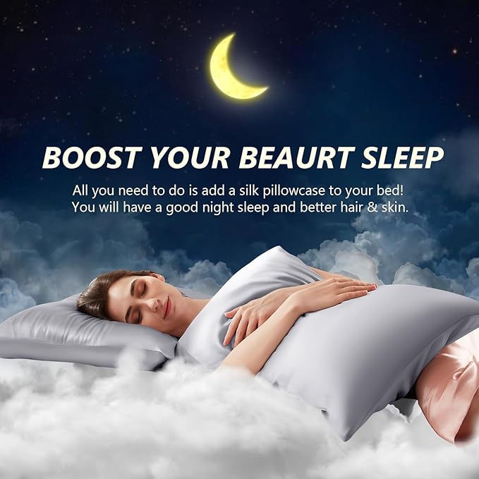 Silk Pillow Cases 2 Pack Queen Size Mulberry Silk Pillowcase Set of 2 - Image 3