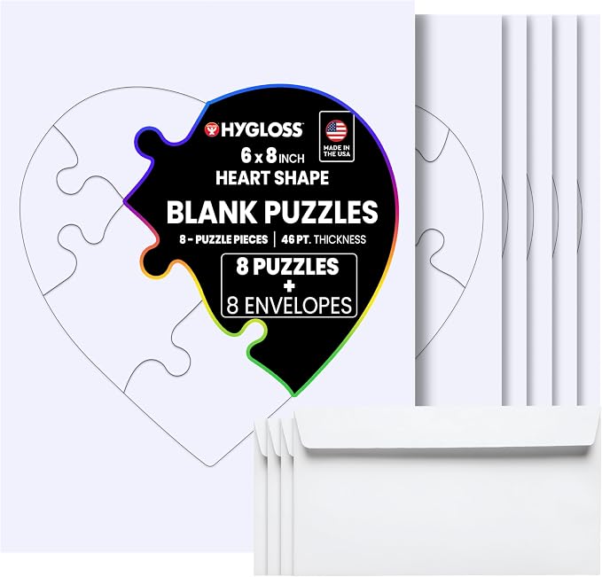 Hygloss 8 Blank Heart Puzzles by HyglossProductsInc