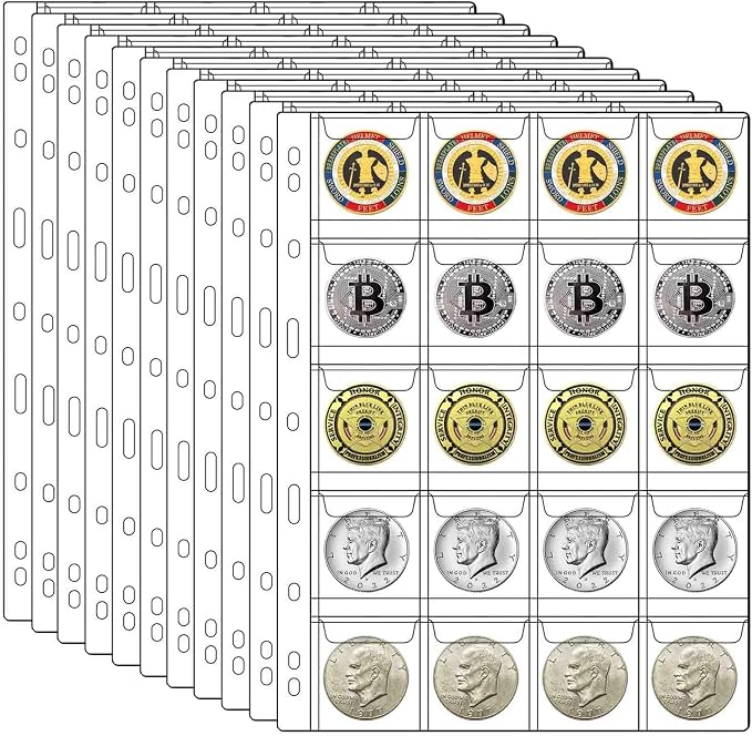 220 Pockets Coin Binder Collection Supplies Pages, Standard 9 Hole Coin by Xxmbbjy