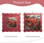 6x6 Picture Frame with Mat for 4x4, Wavy Edge Wooden Real Glass Photo Frame for - Image 3