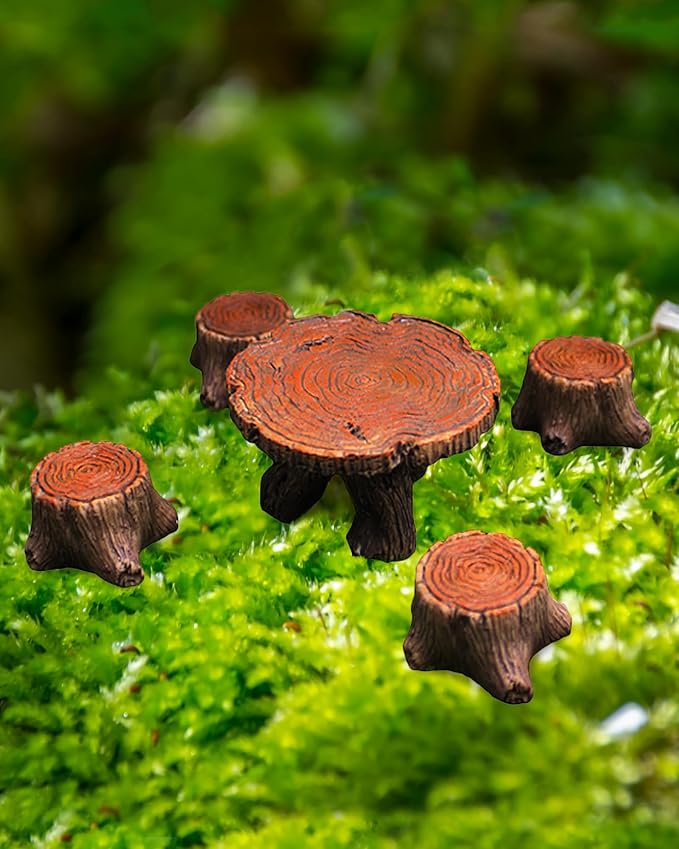 Miniature Garden Furniture Resin Table Chairs Figurines, Fairy Garden by Unknown