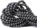 6mm 60PCS Black Lava Volcanic Stone Gemstone Round Loose Beads by CHEAVIAN