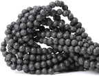 6mm 60PCS Black Lava Volcanic Stone Gemstone Round Loose Beads by CHEAVIAN