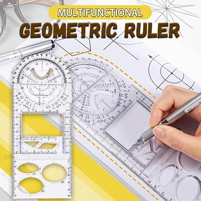 1PCS Multifunctional Geometric Ruler Geometric Drawing Template Measuring Tool - Image 3